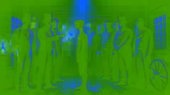 Plantation owners gather in a dimly lit room, pointing at a young worker chosen as the sacrifice.