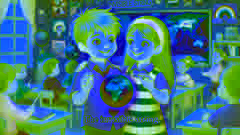 Zwei kleine Kinder sprechen begeistert über das Konzept des Unsichtbaren Fadens in einem Klassenraum.