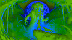 Ixchel steht Hun-Came gegenüber, einer gewaltigen Gestalt, die in Jaguarpelzen gehüllt ist, unter dem vom Mondlicht durchfluteten Blätterdach des Dschungels.