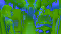 A nervous teenage girl clutching a small backpack sits across from Emma on the train.
