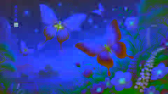 Dos mariposas revolotean graciosamente una alrededor de la otra, simbolizando el amor eterno de Yingtai y Shanbo.