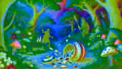 The shattered pot of wisdom on the ground with wisdom spreading out into the surroundings.