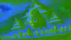 Kamapua'a, sous sa forme de sanglier, mène une révolte contre le palais de son père lors d'une bataille épique.