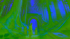 Los aldeanos descubren un antiguo arco de piedra cubierto de musgo en lo profundo del bosque de Schwarzhain, iluminado por una luz etérea.