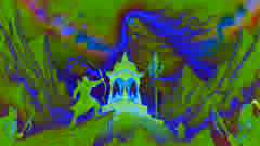 Aibek se depara com a figura espectral de Batyr Dastan no cume do Monte Tengri, próximo a um altar radiante onde repousa a Pena da Alma.