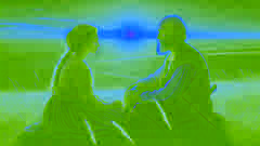 Bamsi Beyrek y Banu Çiçek, en la madurez de sus años, contemplan un sereno atardecer sobre las estepas, reflexionando sobre su trayectoria.
