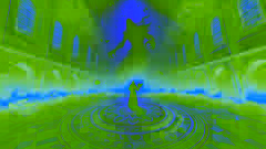 Heinrich lleva a cabo un ritual en el gran salón mientras el espectro se encuentra atrapado en un vórtice de luz y oscuridad.