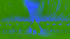 O Rei Leônidas lidera seus 300 guerreiros espartanos na Batalha de Termópilas, pronto para o sacrifício diante do exército persa.