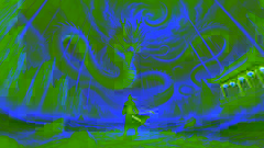 Liang enfrenta la prueba del Dragón del Viento, manteniéndose firme en medio de una tempestad mientras el dragón se enrosca entre los cielos tormentosos.