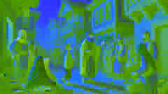 Ein älterer Bahram geht durch das Dorf und wird von den Dorfbewohnern herzlich begrüßt, während er Waren zu den Bedürftigen bringt.