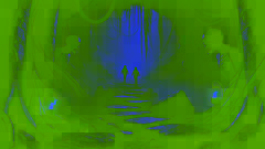 Hunahpú e Xbalanqué desciam cautelosamente pelas cavernas escuras e enevoadas que levavam ao Submundo, Xibalba.