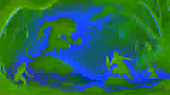 Naru se enfrenta al Bunyip junto al río, esquivando un ataque de la criatura masiva en una escena tensa y llena de acción.