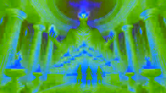 In the Djinn’s lair, the brothers face a towering Djinn surrounded by treasure, radiating an aura of power and challenge.