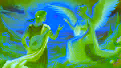 Lysander se encuentra con Calíope, la musa de la poesía épica, quien lo inspira a escribir con heroísmo y profundidad.