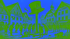 El sombrero del gobernador Hermann Gessler en un alto mástil en la plaza central de Altdorf.