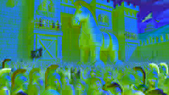 Los troyanos introducen el caballo de madera en la ciudad entre celebraciones, ajenos al peligro que encierra en su interior.