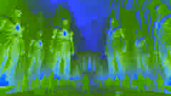 Des gardiens de pierre et de feu se tenent aux portes du Temple du Feu d'Azar, dominant le Prince Kaveh et ses hommes.