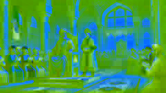 El rey Shahrokh anuncia a Arash como su asesor de confianza en el gran palacio persa.