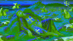 Roland mortally wounded, resting on a hilltop, with Durendal beneath him.