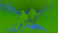 Carlos recule sur un chemin de terre alors que la silhouette ombragée d'El Silbón s'approche dans la nuit.