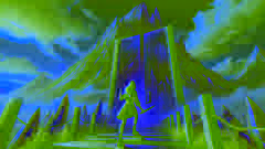 La chica se encuentra frente a la montaña de cristal, sosteniendo un cuchillo, lista para sacrificar su dedo y abrir la puerta.