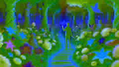 Arman en el surrealista Jardín de Ilusiones, enfrentando encantadoras decepciones con determinación y su talismán.