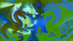 Los cuatro dragones—Azul, Rojo, Negro y Blanco—se reúnen en el mar celestial, discutiendo cómo ayudar al pueblo de China.