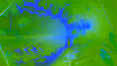 Der junge Antônio am Amazonas bei Sonnenaufgang, umgeben von verspielten rosa Delfinen, die seine Verbindung zur Natur widerspiegeln.