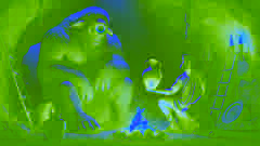 Odysseus bietet Polyphemus in der dunklen Höhle des Kyklopen einen Krug Wein an.