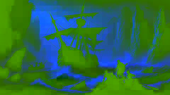 Callimachus’ ship crashes on jagged rocks near the Seirenes' Isles as the Sirens sing from above
