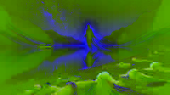 Visão mística do lago Tiyayogol brilhando sob a luz da lua, com uma figura espectral de Aiman caminhando à beira da água.