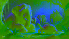 Der Elefant und die Schildkröte sitzen nebeneinander in Harmonie, während die Dschungeltiere den friedlichen Ausgang ihres Wettstreits respektieren.
