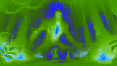 Renkor et Lyra se tiennent fermement face à une silhouette ombreuse dans une grotte, brillant d'un éclat argenté de détermination alors que des ombres s'approchent d'eux.