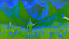 Andres Bonifacio wendet sich an seine Katipunan-Truppen, mit den imposanten Felsen von Montalban im Hintergrund.