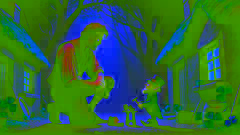 Fionn se encuentra con Seamus, el leprechaun, frente a su cabaña en el bosque mágico.