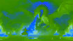  Esfandiyar dodges a fire-breathing dragon’s attack in a smoky valley during his third labor.