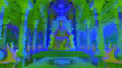 The Jade Emperor seated on his jade throne in a grand heavenly palace, surrounded by gods paying homage.
