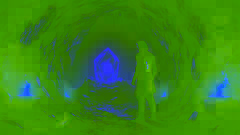 Bahram Gur se encuentra con cautela en una cueva, donde descubre un cristal resplandeciente rodeado de una luz mística y inquietante.