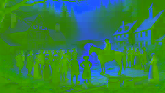 Los aldeanos se reunieron cerca de un caballo errante sin jinete en la niebla matutina de Sleepy Hollow, desconcertados por la silla vacía.