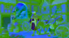 Le meunier et son fils conduisent leur âne au marché.