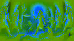 Ra viaja pelo submundo acompanhado por Hórus, Thoth e Anúbis.