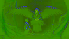 El Tengu, Sōjōbō, se encuentra con el joven samurái Kenshin en el oscuro bosque del Monte Kurama.