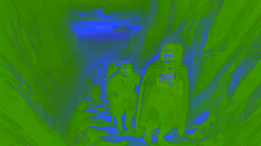 Frodo e Sam escalam o íngreme e rochoso caminho de Cirith Ungol, com a Montanha da Perdição pairando ominosamente à distância.
