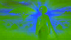 Naledi, empoderada por la magia del árbol, regresa a la aldea de Ekuseni con el sol de la mañana elevándose detrás de ella.