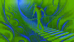 Arman crosses a swaying bridge made of shadows, with dark figures reaching for him from the chasm below.