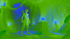 Guarionex stands before a glowing amulet in a sacred cave, surrounded by ancient carvings.