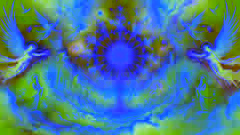 Visión del Empíreo, el cielo más alto lleno de gloria y luz divina, con figuras celestiales y una fuente de luz central.