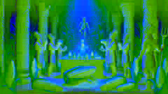 Des dieux mayas créant les premiers humains à partir du maïs autour d'un autel sacré illuminé d'une lumière éclatante.