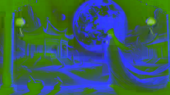 Chang'e walks through her celestial palace on the moon, her robes glowing as the Jade Rabbit works with a mortar and pestle.