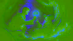 Finn holds up a glowing rune-etched coin in a darkened grove as the leprechaun points and explains its magical cost.
